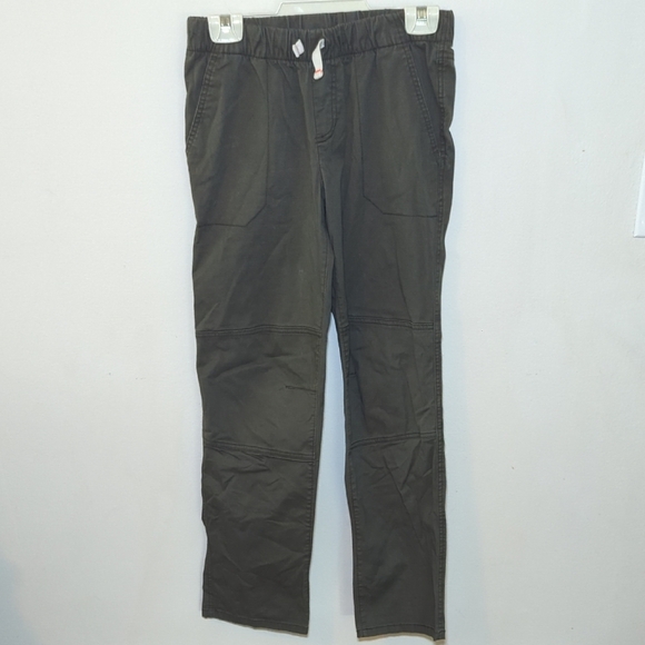 Cat & Jack Gray Drawstring Dark Green Chino Pants Boys Size L 12-14 (28x26") - Picture 1 of 2